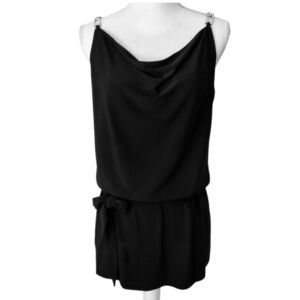 White House Black Market Black Sleeveless Drape Cowl Neck Tunic Top Size M